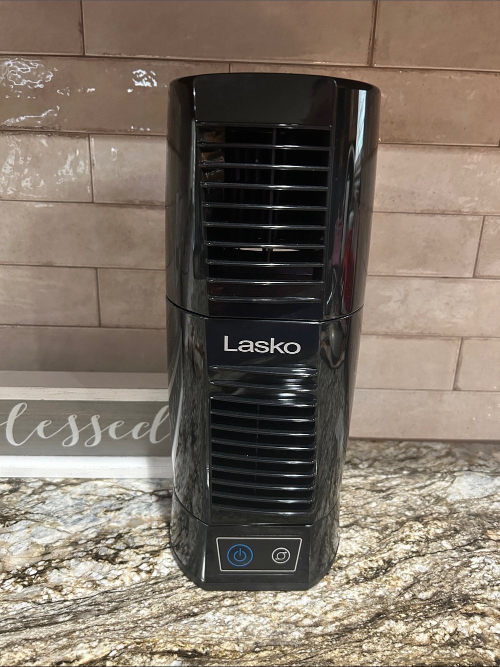 Lasko Black Personal Tower Fan - Compact Quiet Air Circulation